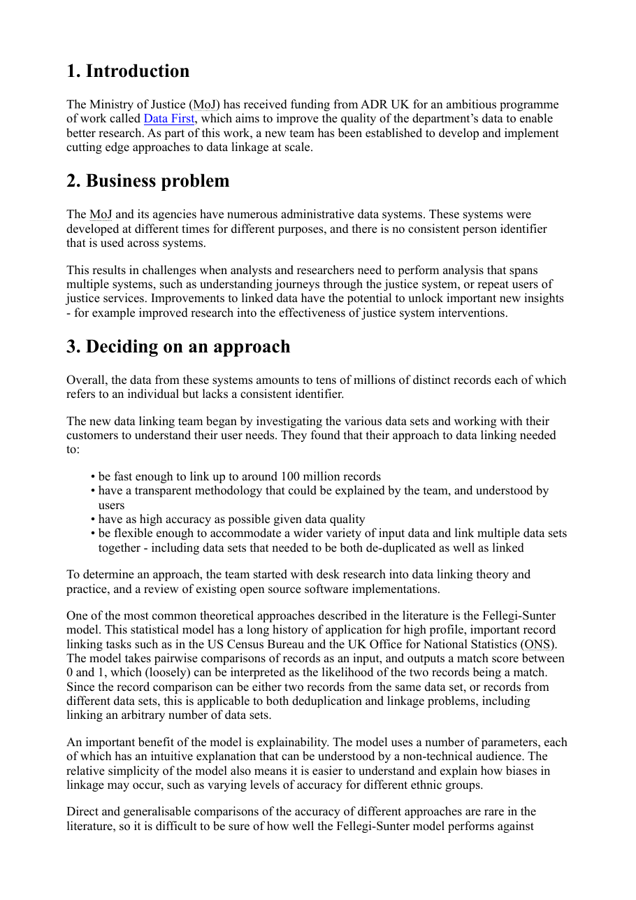 Screenshot p2: GOV.UK — Splink: MoJ’s open-source library for probabilistic record linkage at scale