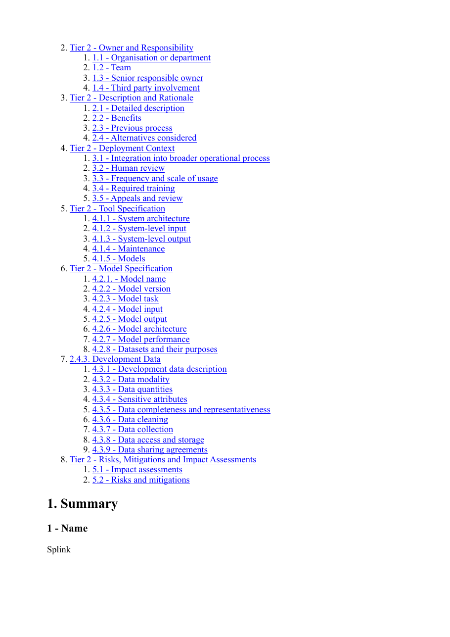 Screenshot p2: MoJ — “Splink Master Record”